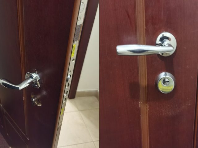 Кейс по демонтажу дверного замка с поломанной ручкой и установка нового с цилиндром Crit повышенной секретности